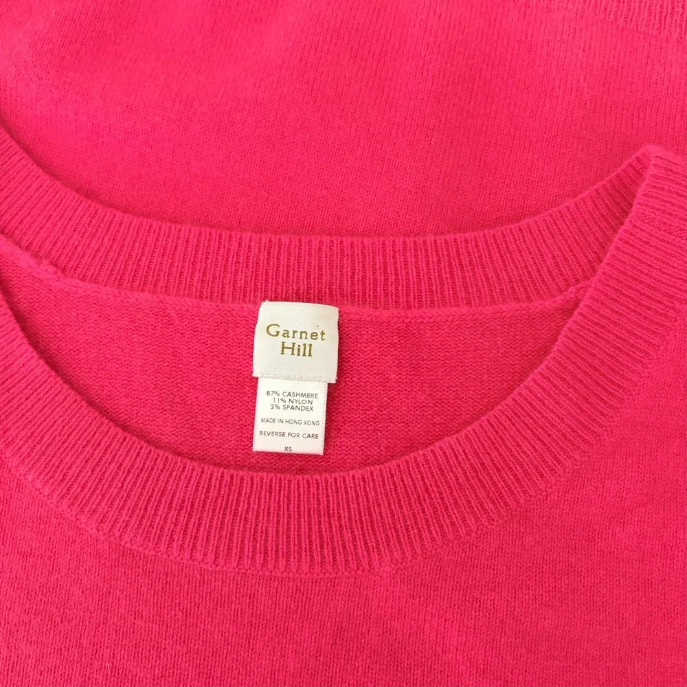 GARNET HILL Cashmere Sweater Scoop Neck Solid Pink Bright Pullover‎ X-Small